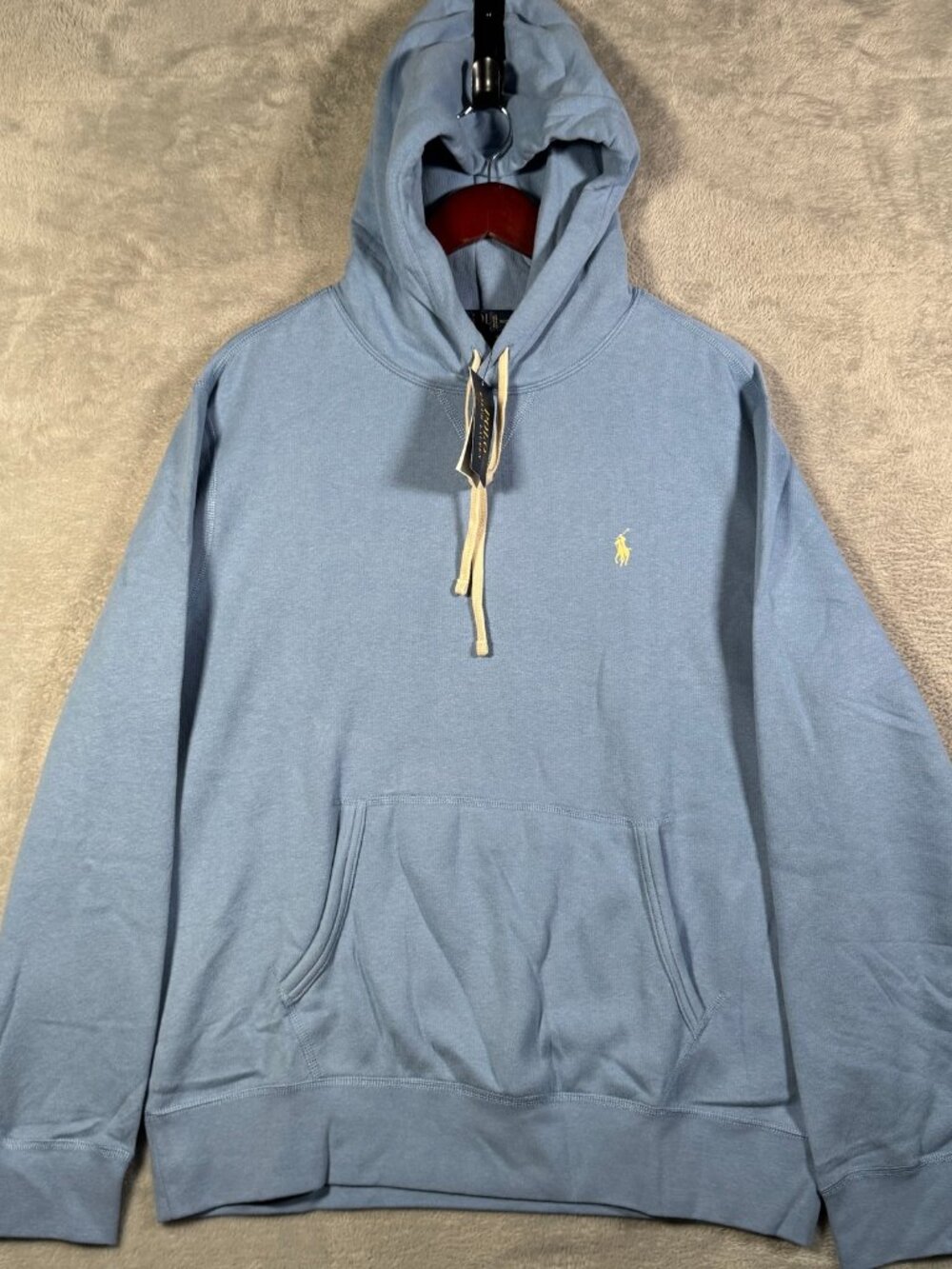 Polo Ralph Lauren Hoodie Mens L Blue Bristol RL Fleece Pullover Sweatshirt Pony